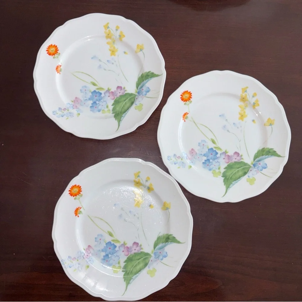 Rhythm China by International Japan EARLY MORN 3739 Floral Salad Plates (3) 7.5